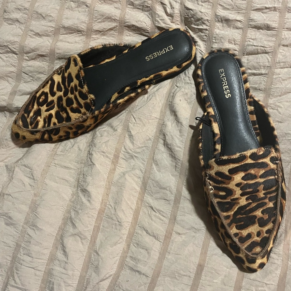 Express Brown and Black Mules Sleek Loafer Style